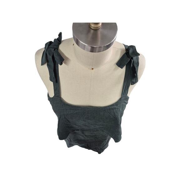 NWT Wonder Sleeveless Tank Green Tie Bow Strap Rayon/Linen Blend Sz M - Picture 4 of 10